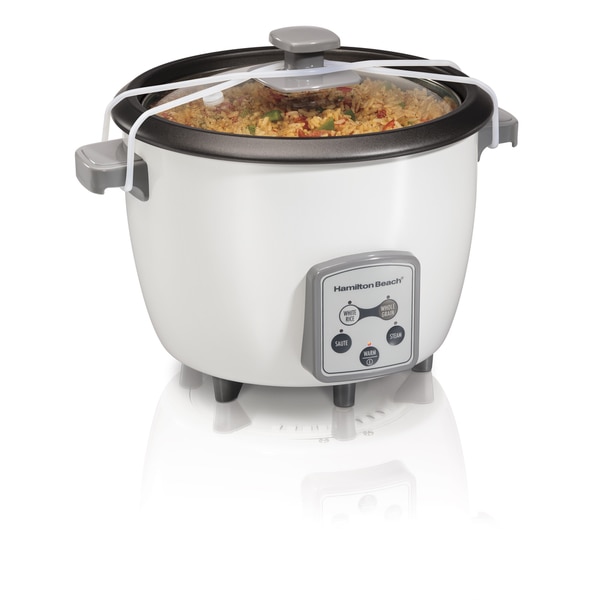 Hamilton Beach White 16 Cup Digital Rice Cooker Bed Bath