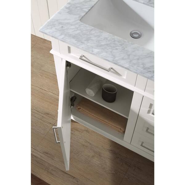 Shop Ari Kitchen And Bath Newport White Wood And Marble 36 Inch