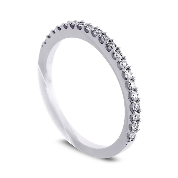 Azaro Jewelry 14k White Gold 1/4ct TDW Round Diamond Halfway Wedding Band