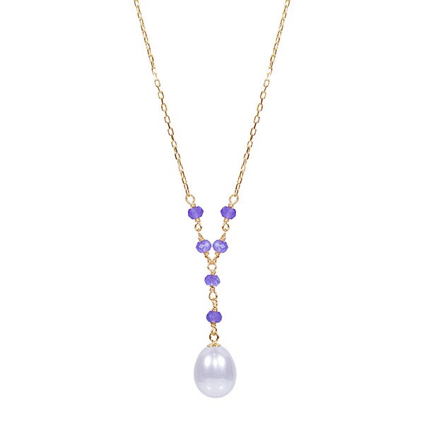 Shop 17-inch Yellow Gold Freshwater Pearl and Amethyst Necklace
