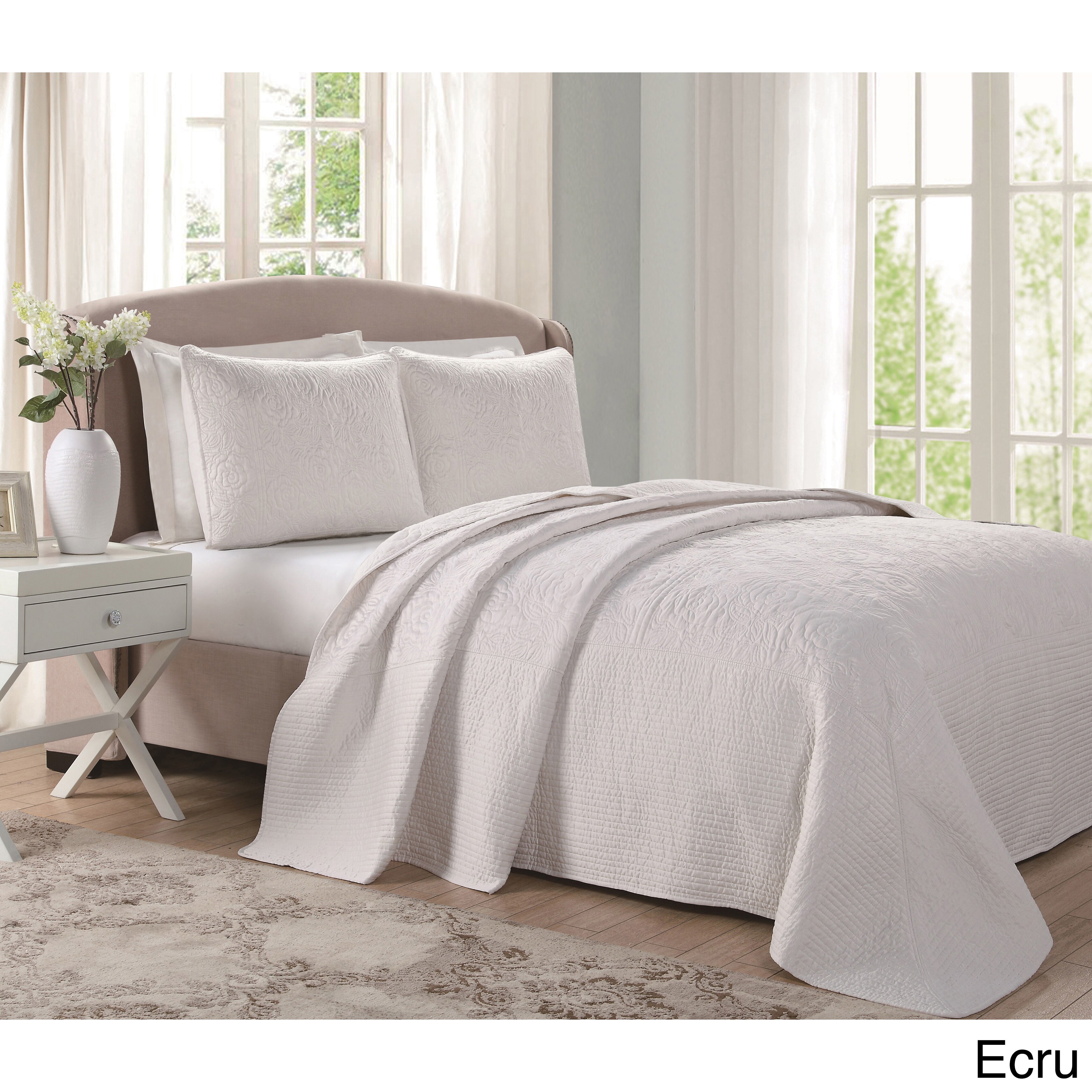 Shop Laura Ashley Silky Satin Quilted Bedspread Overstock 12032875