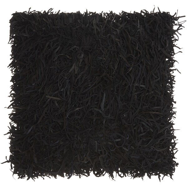Mina Victory Natural Leather and Hide Soft Noodle Black Throw Pillow by Nourison (20-Inch X 20-Inch)