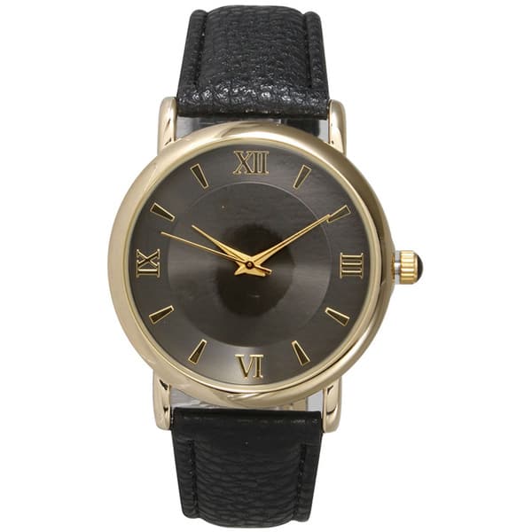 slide 1 of 9, Olivia Pratt Women's Simple and Sleek Roman Numeral Leather Watch Black