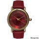 preview thumbnail 4 of 7, Olivia Pratt Women's Simple and Sleek Roman Numeral Leather Watch Burgundy