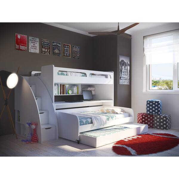 Shop Bel Mondo Mdf Silver White Wood Finish Twin Bunk Bed Shop Bel Mondo Mdf Silver White Wood Finish Twin Bunk Bed