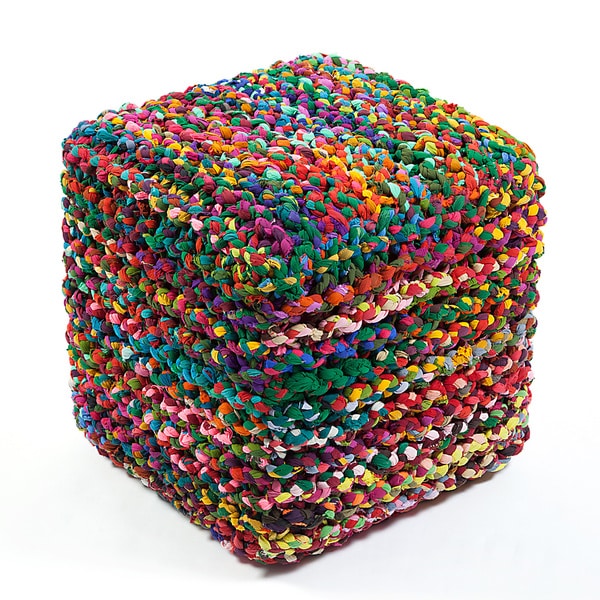 Shop Jani Sula Multicolor Cotton Square Cube Ottoman On Sale Free