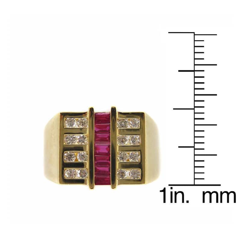 Kabella Luxe Men's 18k Yellow Gold Ruby and Diamond Accent Ring