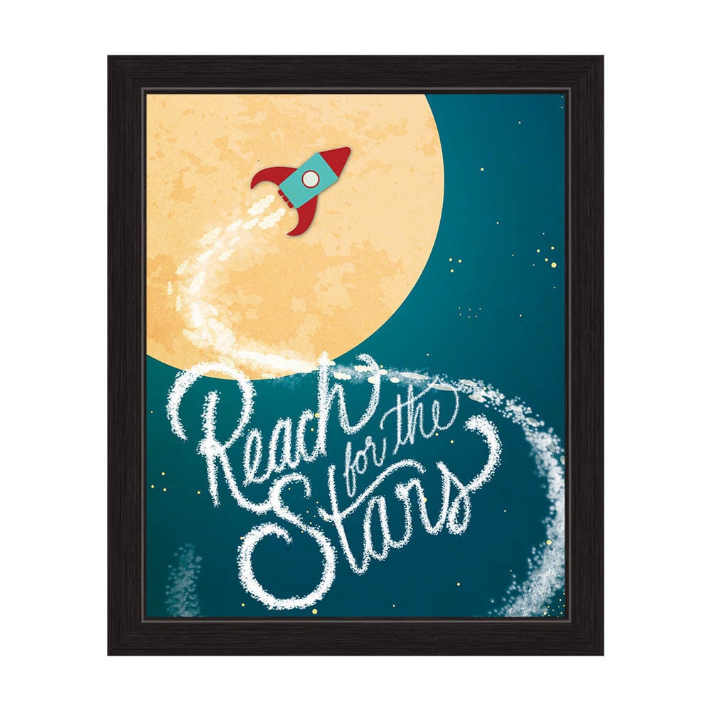 Shop Reach For The Stars On A Little Rocket Ship Graphic Wall Art With Black Frame Overstock