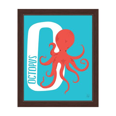 'O is for Octopus' Espresso-framed Graphic Wall Art