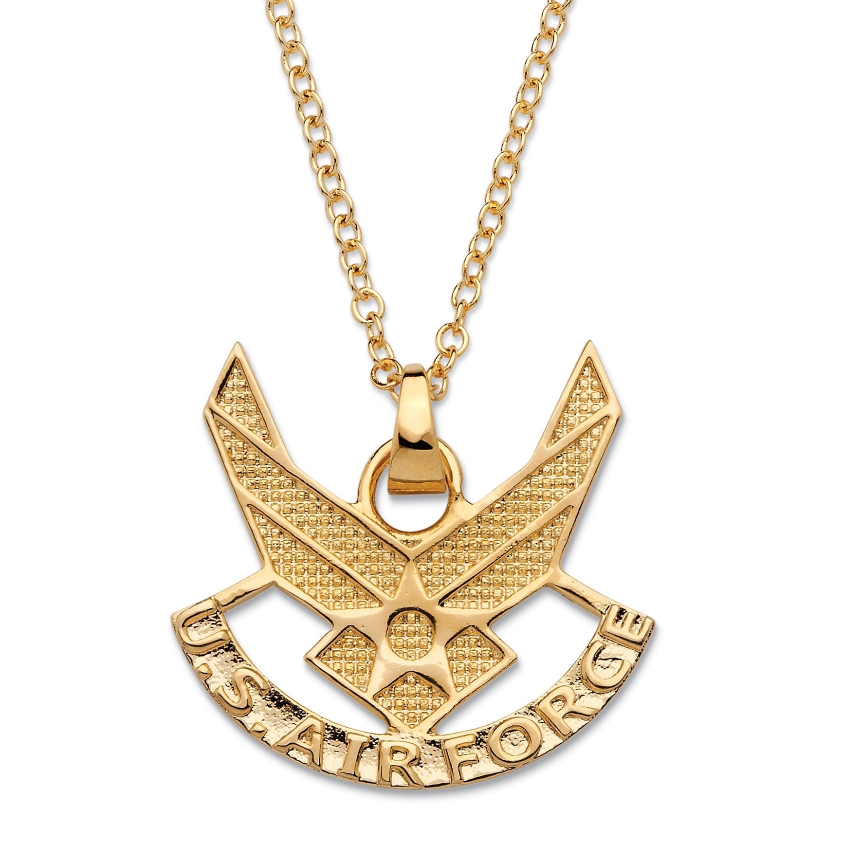 Polished 14k Yellow Gold Air Force Necklace 