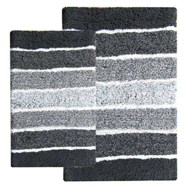 Shop Cordural Mixed Black And Grey 2 Piece Bath Rug Set Multi Overstock 12034956