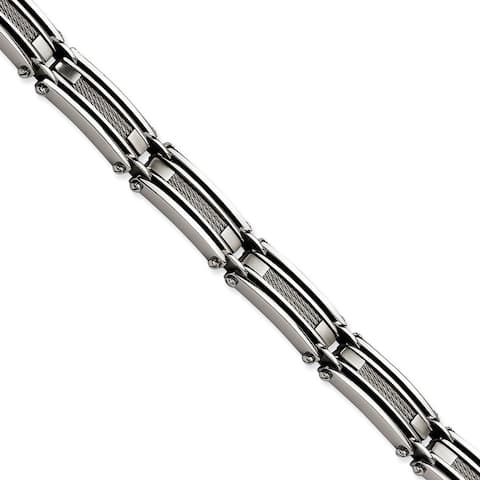 Chisel Men's Stainless Steel Wire Brushed and Polished 9 Inch Bracelet