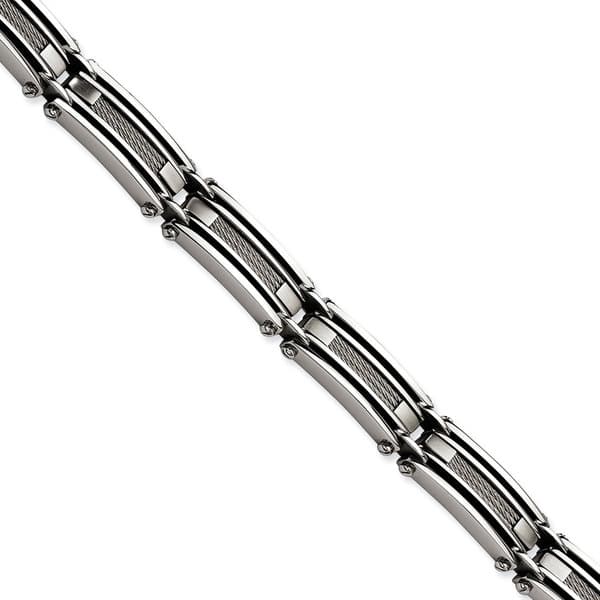 slide 1 of 2, Chisel Men's Stainless Steel Wire Brushed and Polished 9 Inch Bracelet