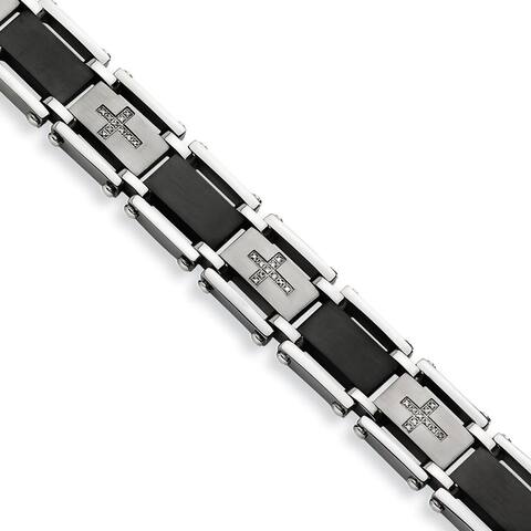 Chisel Stainless Steel Black IP-plated and 1/4 CT. Diamond 8.75-inch Bracelet