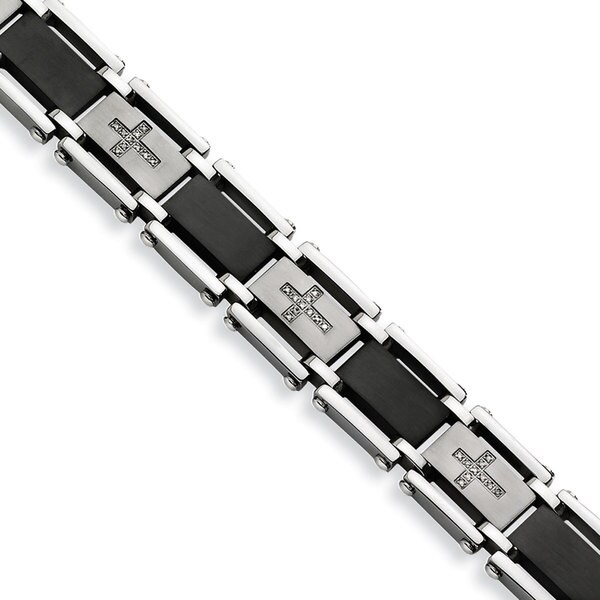 Chisel Stainless Steel Black IP-plated and 1/4 CT. Diamond 8.75-inch Bracelet. Opens flyout.