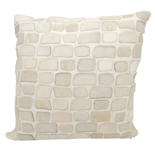 Mina Victory Natural Leather and Hide Pebbles White Throw Pillow by Nourison (20-Inch X 20-Inch)