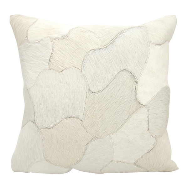 Mina Victory Natural Leather and Hide Jigsaw Puzzle White Throw Pillow by Nourison (20-Inch X 20-Inch)