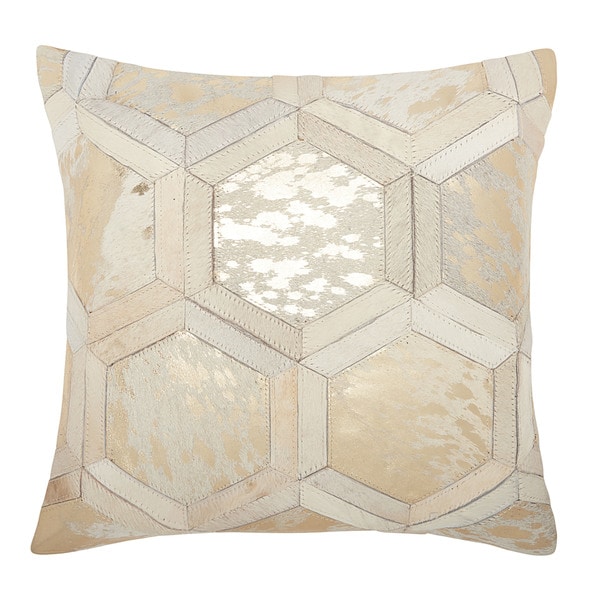 Mina Victory Metallic Hexagon White/ Gold Throw Pillow by Nourison (20-Inch X 20-Inch)