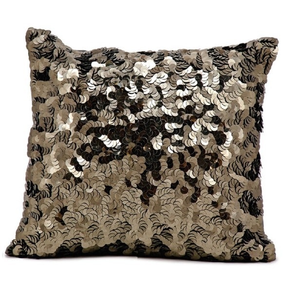 Mina Victory Circle Sequin PewterThrow Pillow by Nourison (18-Inch X 18-Inch)