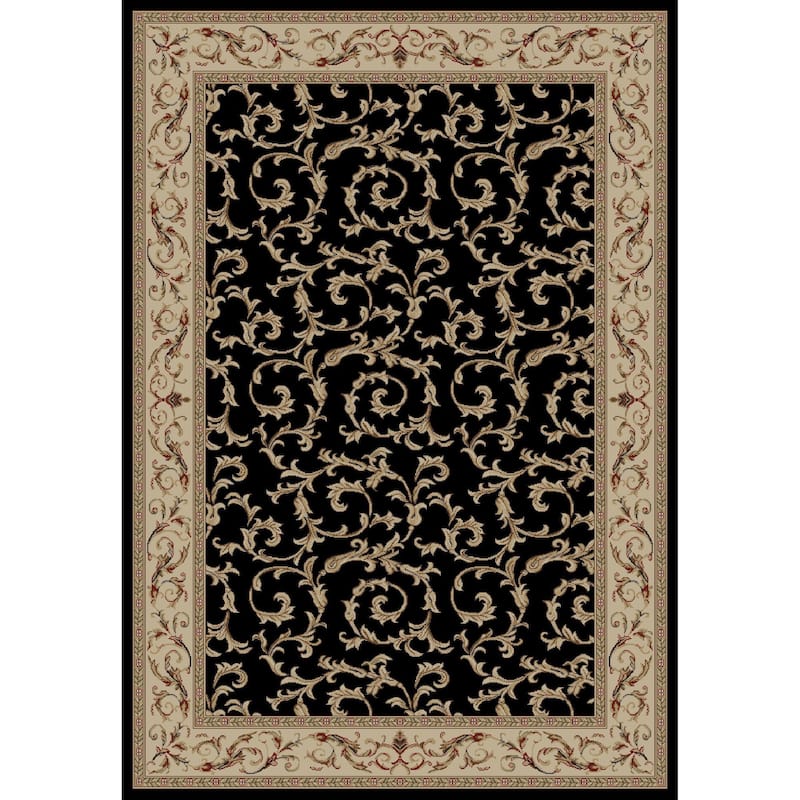 Concord Global Jewel Ivy Area Rug - 6'7" x 9'3" - Black/Ivory