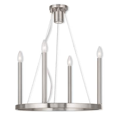 Livex Lighting Alpine 4-plus-1 Brushed Nickel Steel Chandelier - Brushed nickel