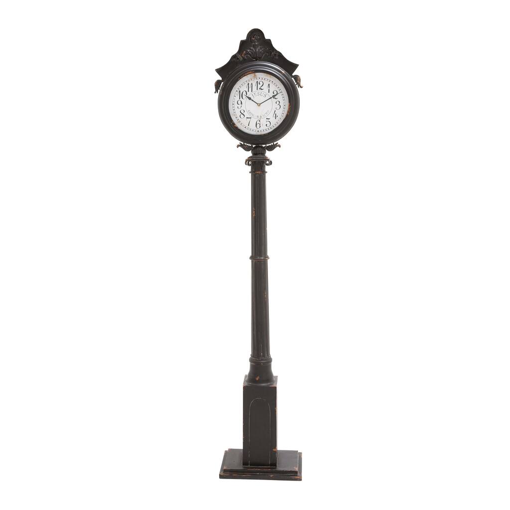 Dark Grey Metal Floor Clock
