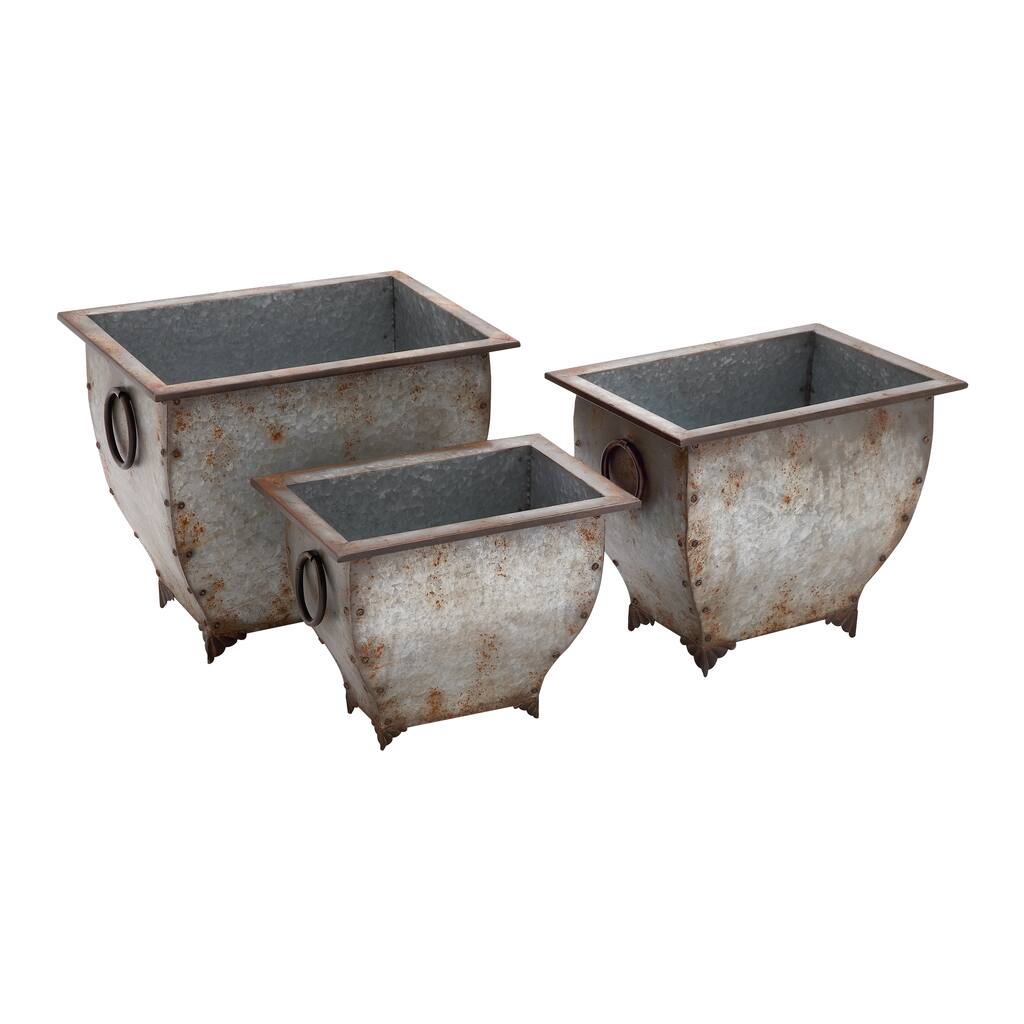 Artistic Set Of Three Metal Planters