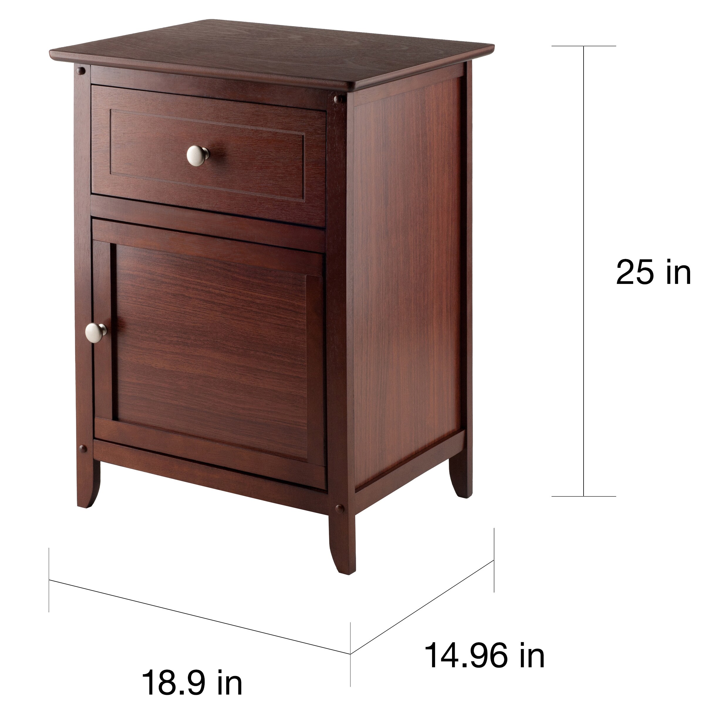 Shop Winsome Brown Wood Night Stand With Drawer And Cabinet Overstock 12036531