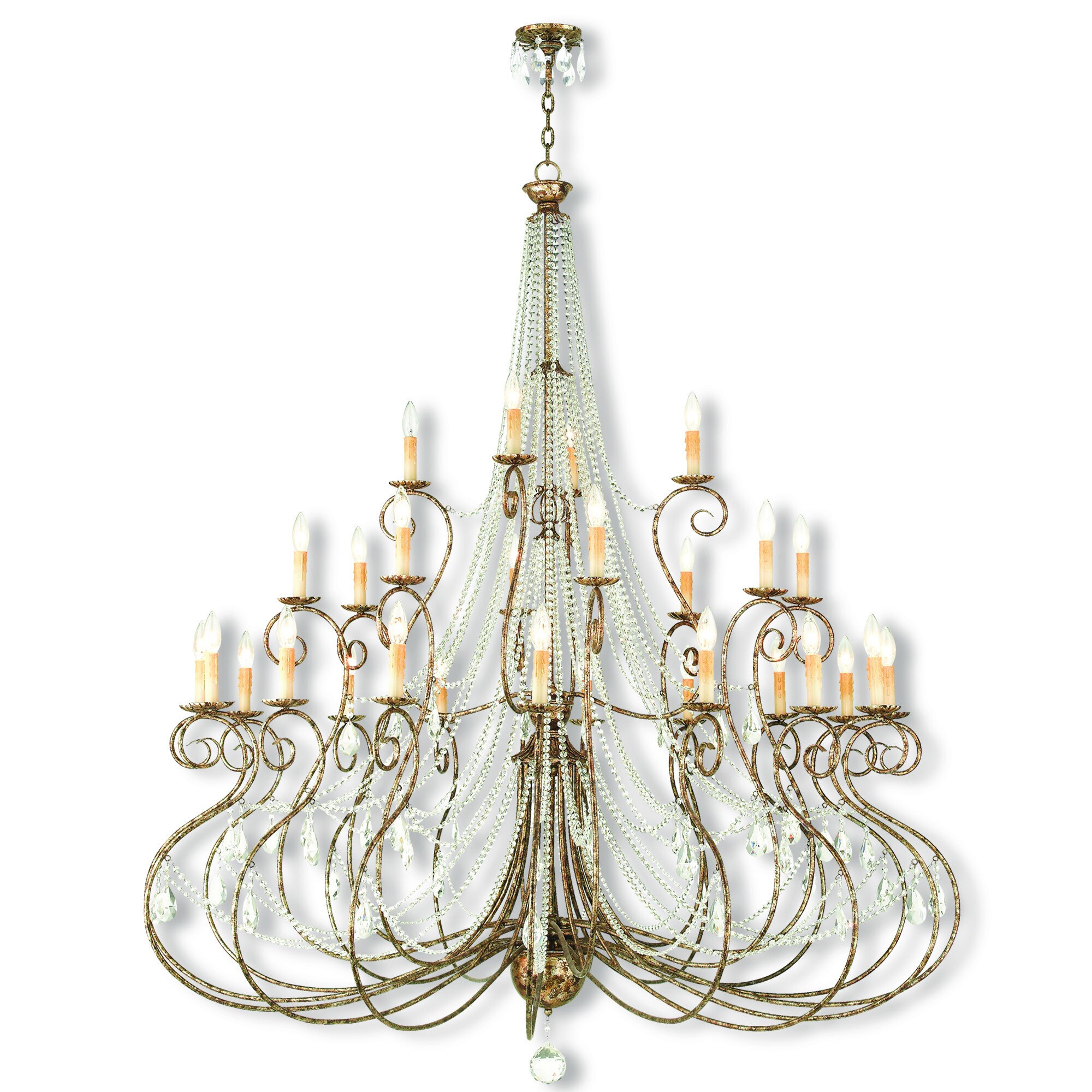 Livex Lighting Isabella Bronze Steel/Crystal 28-light Hand-applied European Foyer Chandelier (Hand Applied European Bronze) - Chandeliers For Bedrooms by Overstock.com