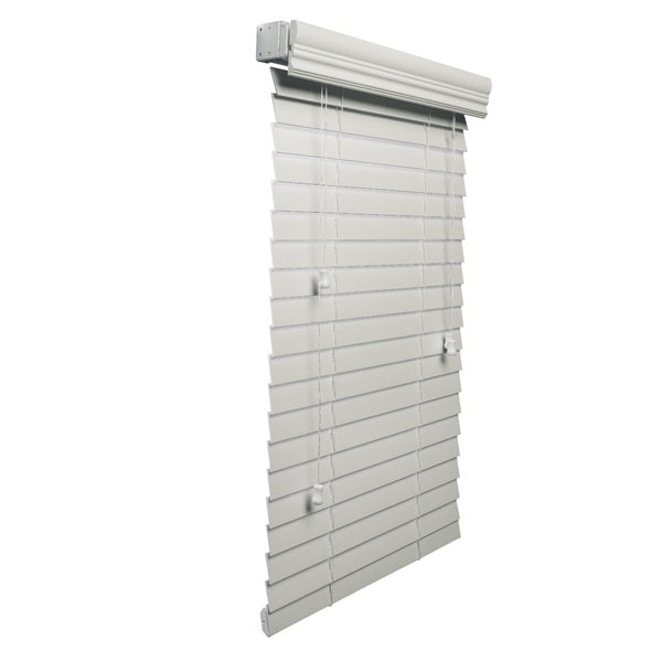 White 2-inch Faux Wood Blind 52 to 70-inch wide