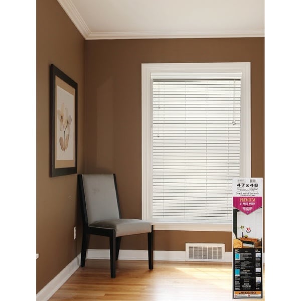 White 2-inch Faux Wood Blinds 40 to 48-inch wide