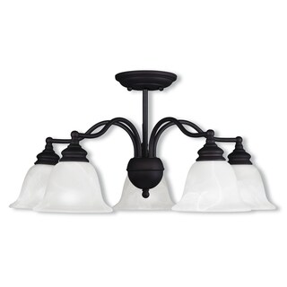 Livex Lighting Essex 5-light Convertible Bronze Dinette Chandelier/Ceiling Mount Light (Bronze) - Chandeliers For Bedrooms by Overstock.com