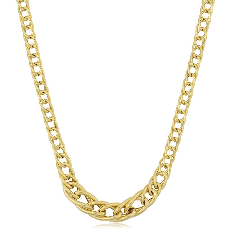 Fremada Italian 14k Yellow Gold High Polish Graduate Double Link Necklace (18 inches)