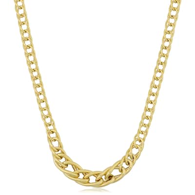 Fremada Italian 14k Yellow Gold High Polish Graduate Double Link Necklace (18 inches)