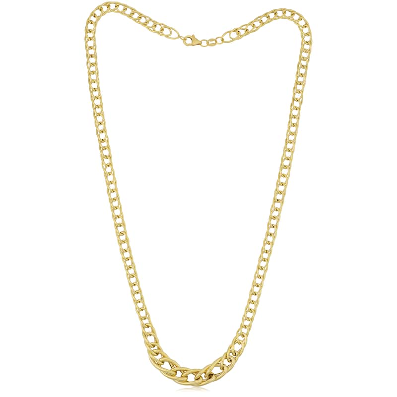 Fremada Italian 14k Yellow Gold High Polish Graduate Double Link Necklace (18 inches)
