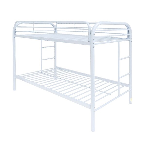 white bunk beds metal