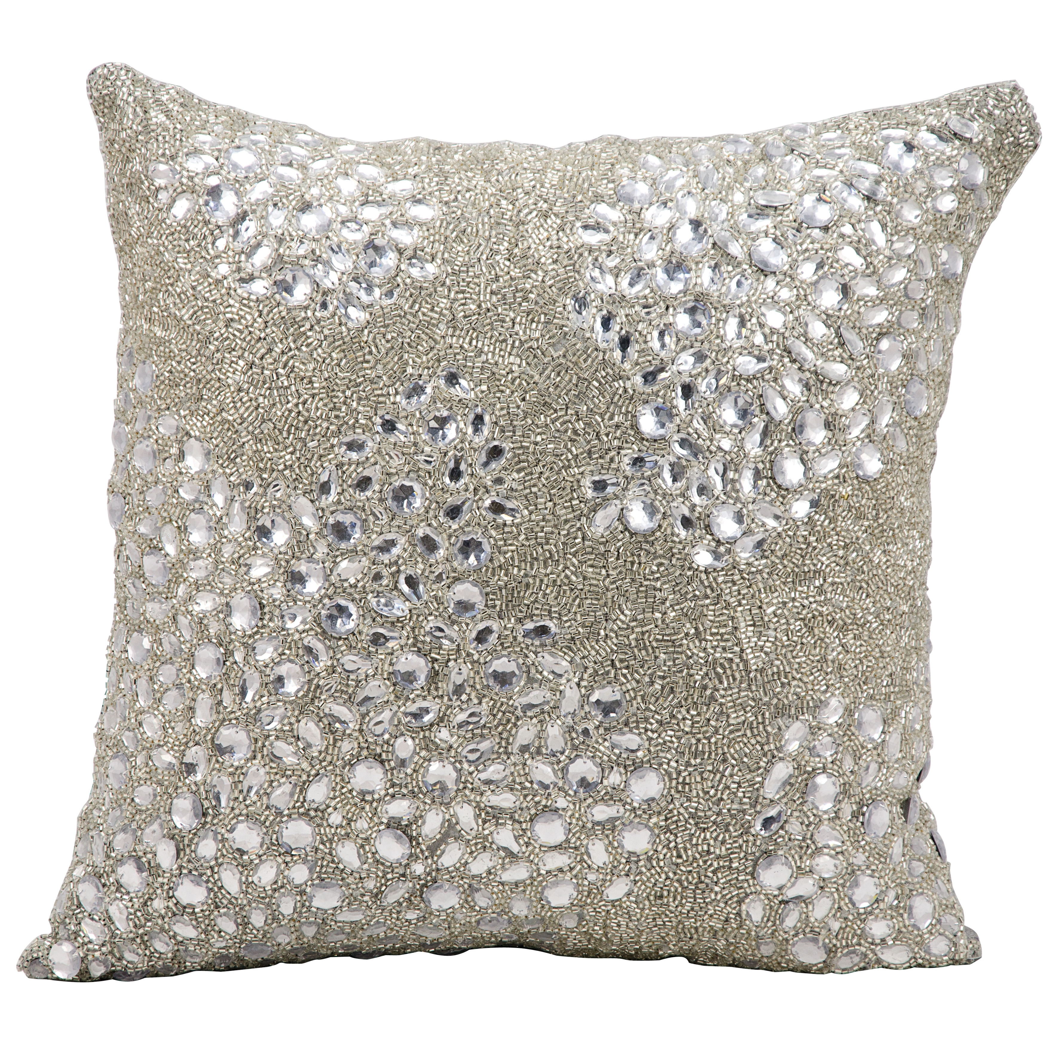Nourison Luminescence Fully Beaded Throw Pillow in Silver-20\