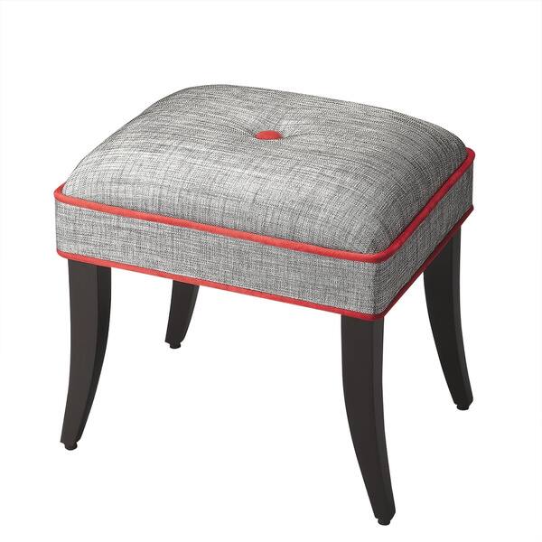 Shop Butler Petra Grey Fabric Wood Vanity Stool Free Shipping