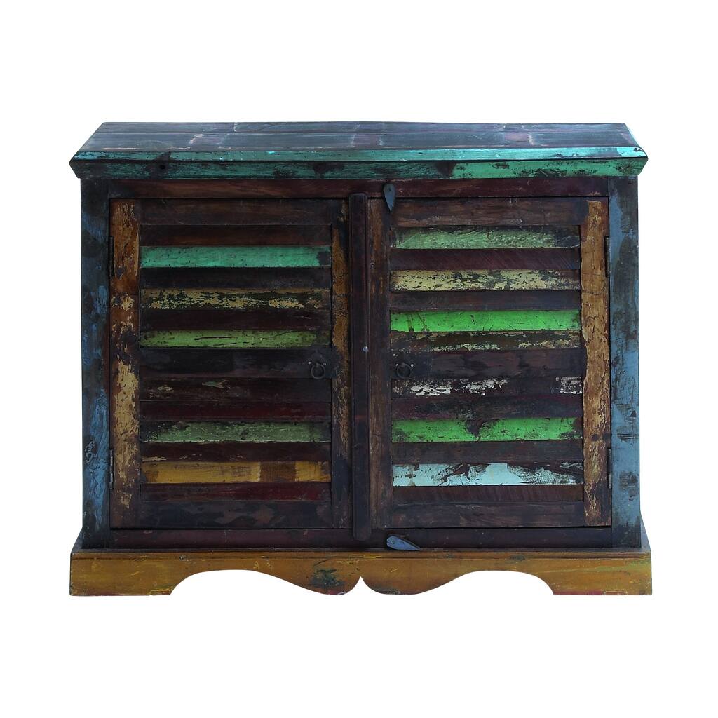 Multicolor Wood Chest with Twin Side-by-side Doors