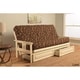 preview thumbnail 6 of 9, Somette Beli Mont Futon Set with Antique White Hardwood Frame, Rustic Pattern Cotton/Polyester Mattress, and Storage Drawers Leaf