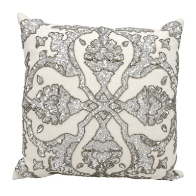 Mina Victory Luminescence Dawn White Throw Pillow by Nourison (16-Inch X 16-Inch)