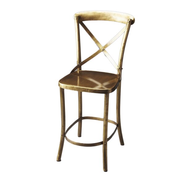 Handmade Butler Gold-finished Iron Bar Stool (India)