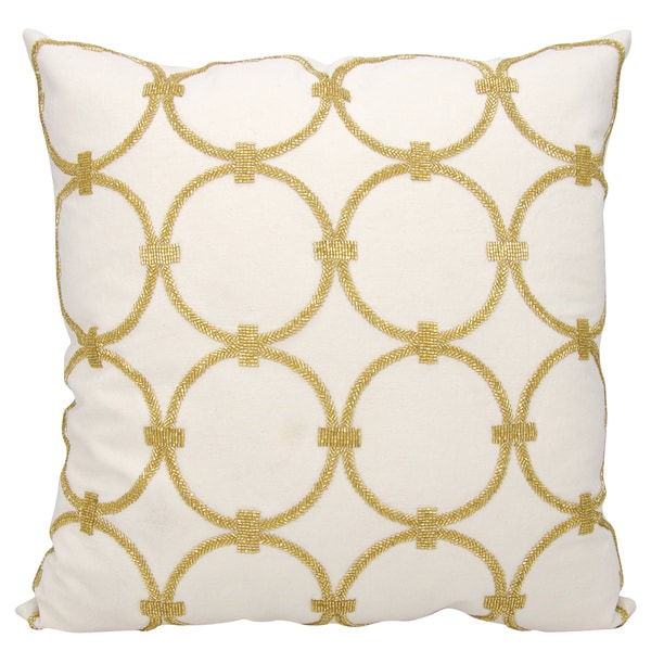 Mina Victory Luminescence Circles Light Gold Throw Pillow by Nourison (20 x 20-inch)