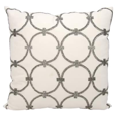 Mina Victory Luminescence Circles Pewter Throw Pillow by Nourison (20-Inch X 20-Inch)