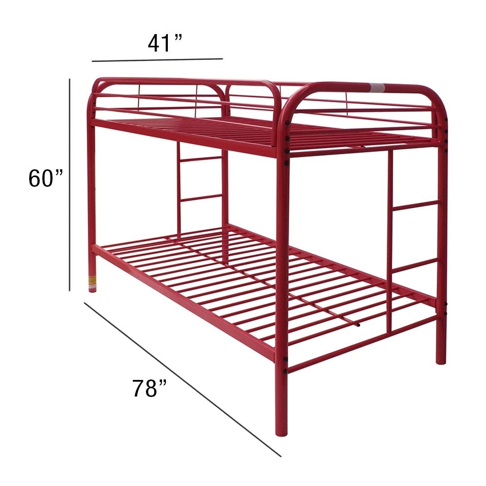 Cargo Red Finish Metal Full Over Full Bunk Bed W Trundle By Acme