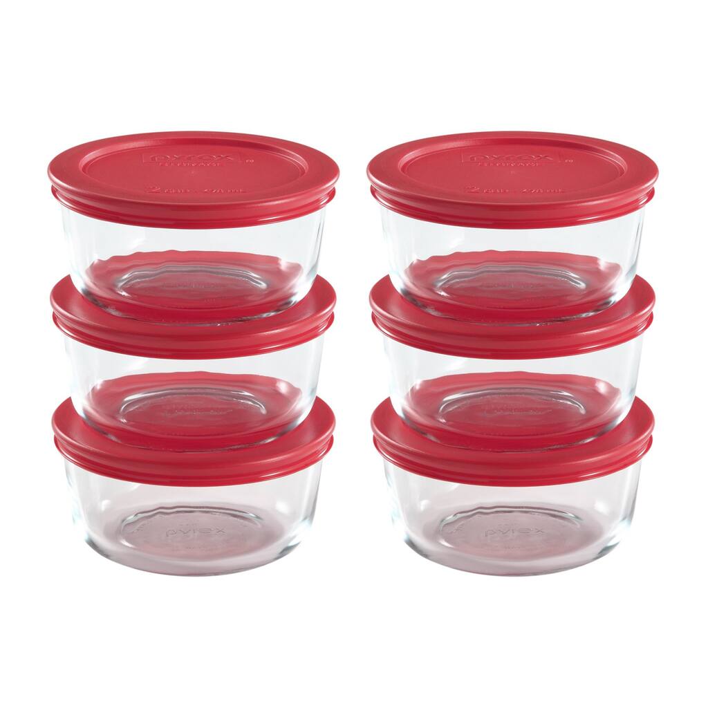 Pyrex Clear Glass 6-piece 2-cup Food Storage Set with Lids