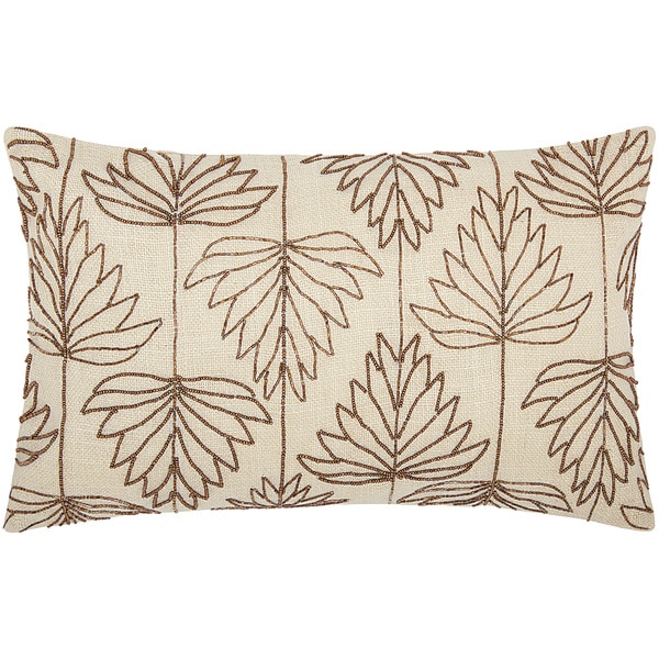 Mina Victory Luminescence Beaded Lily Leaves Copper Throw Pillow by Nourison (12 x 20-inch)