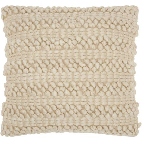 The Curated Nomad Cantera Woven Stripes Beige Throw Pillow (20-inch x 20-inch)