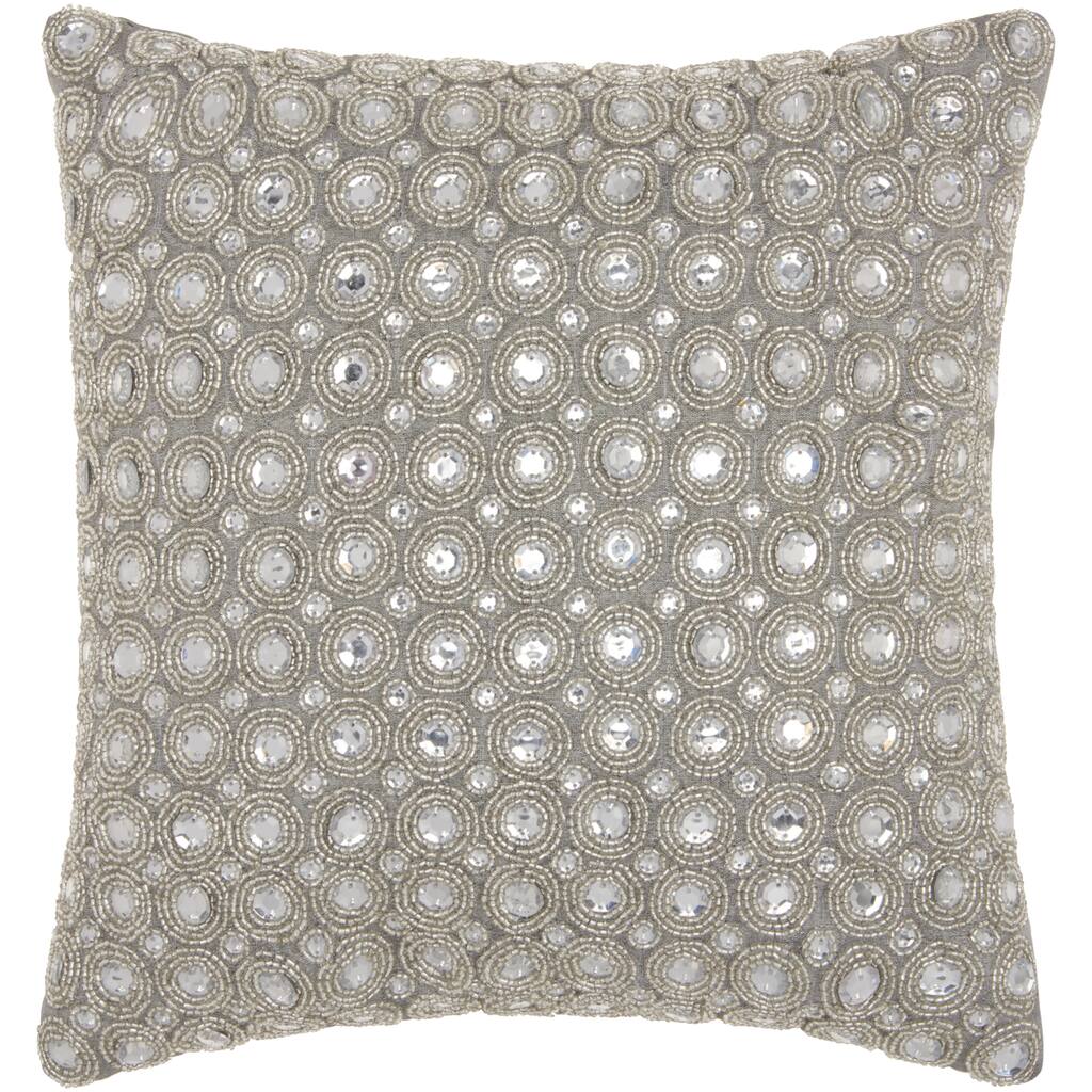 Marble Beads Silver Throw Pillow by Nourison
