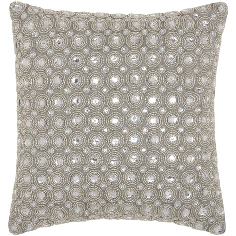 kathy ireland Marble Beads Silver Throw Pillow by Nourison